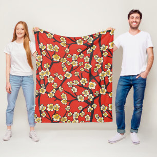 Chinesische Meihua Weiße Pflaumenblüte Karmesinrot Fleecedecke