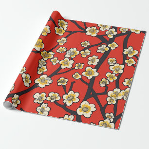 Chinesische Meihua Weiße Pflaumenblüte Karmesinrot Geschenkpapier