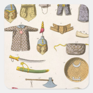 Chinesische Militärwaffen und Bekleidung, Illustra Quadratischer Aufkleber