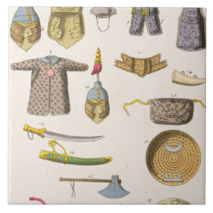Chinesische MilitärWaffen und Kleid, Illustration Fliese