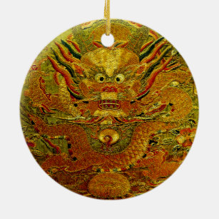 Chinesische Ming-Dynastie Stickerei des goldenen Keramik Ornament