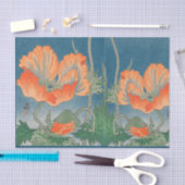 CHINESISCHE MOHNBLUMEN im BLAUEN Seidenpapier (Handwerk)