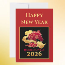 Chinesische Mond-Neujahrskarte 2026 Pferd