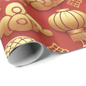 Chinesische Mondschlange Geschenkpapier (Rolleneckpunkt)