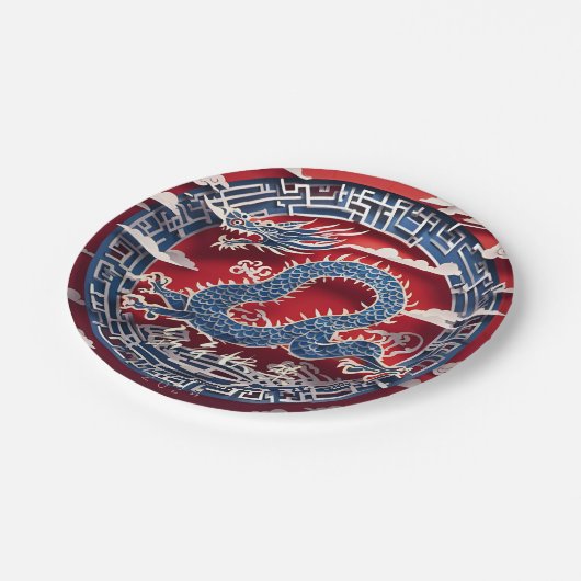 Chinesische Neujahrsdrache Papier-Schnitt 2024 PPR Pappteller (Schrägansicht)