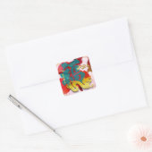 Chinesische Neujahrsdrache Wasserfarben Fu 2024 Sq Quadratischer Aufkleber (Umschlag)