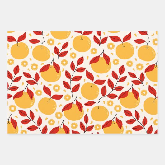 Chinesische Neujahrsfeier Party Wrapping Paper Geschenkpapier Set (Vorderseite 3)