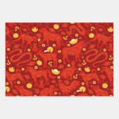 Chinesische Neujahrsfeier Party Wrapping Paper Geschenkpapier Set (Vorderseite)