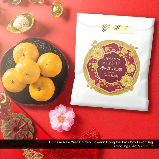 Chinesische Neujahrsgoldene Blume: Gong Hei Fat Ch Geschenktütchen