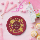 Chinesische Neujahrsgoldene Blume: Gong Hei Fat Ch Pappteller (Party)