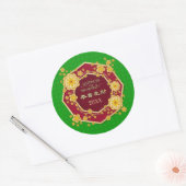 Chinesische Neujahrsgoldene Blume: Gong Hei Fat Ch Runder Aufkleber (Umschlag)