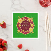 Chinesische Neujahrsgoldene Blume: Gong Hei Fat Ch Serviette (Beispiel)