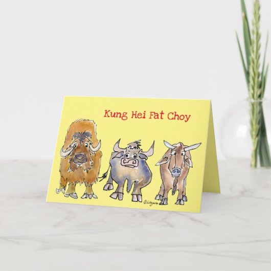 Chinesische Neujahrskarte-Cartoon OX-Urlaubskarte Feiertagskarte (Vorderseite)