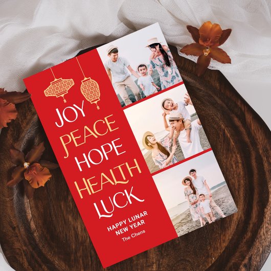 Chinesische Neujahrskarte mit Wunschwörtern Feiertagskarte