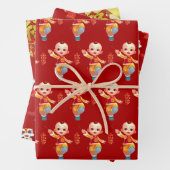 Chinesische Neujahrskinder-Ideogrammmuster W3PS Geschenkpapier Set (Beispiel)