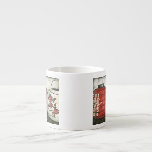 Chinesische Neujahrslinien mit Blumendruck Espressotasse (Vorderseite)