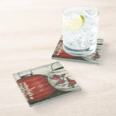 Chinesische Neujahrslinien mit Blumendruck Glasuntersetzer (Schrägansicht)