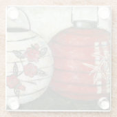 Chinesische Neujahrslinien mit Blumendruck Glasuntersetzer (Rückseite)