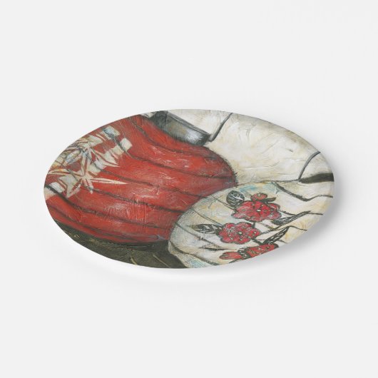 Chinesische Neujahrslinien mit Blumendruck Pappteller (Schrägansicht)