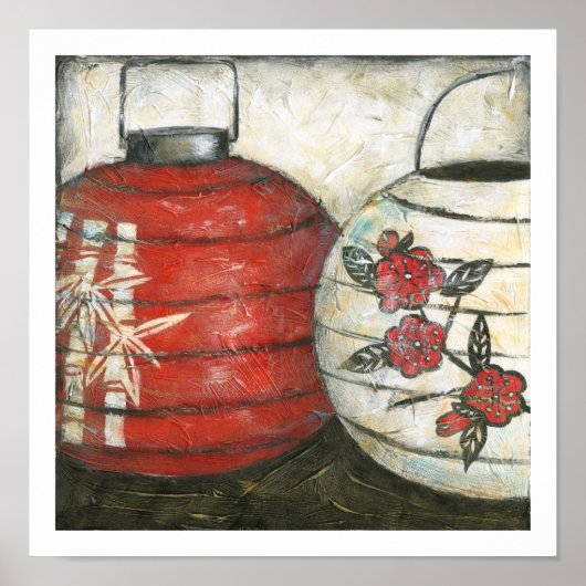 Chinesische Neujahrslinien mit Blumendruck Poster (Vorne)