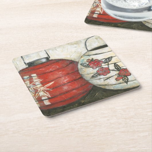 Chinesische Neujahrslinien mit Blumendruck Rechteckiger Pappuntersetzer (angewinkelt)