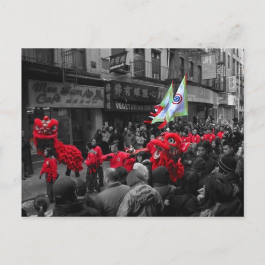 Chinesische Neujahrsparade NY Postkarte (Vorderseite)