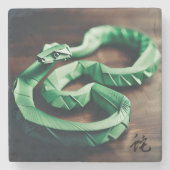 Chinesische Neujahrsschlange Green Zodiac Birthday Steinuntersetzer (Vorderseite)