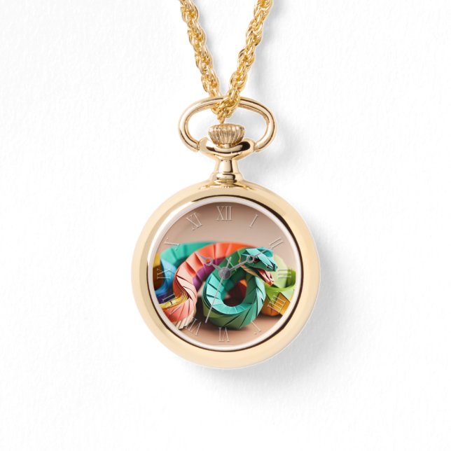 Chinesische Neujahrsschlange Origami Zodiac Birthd Armbanduhr (Vorderseite)