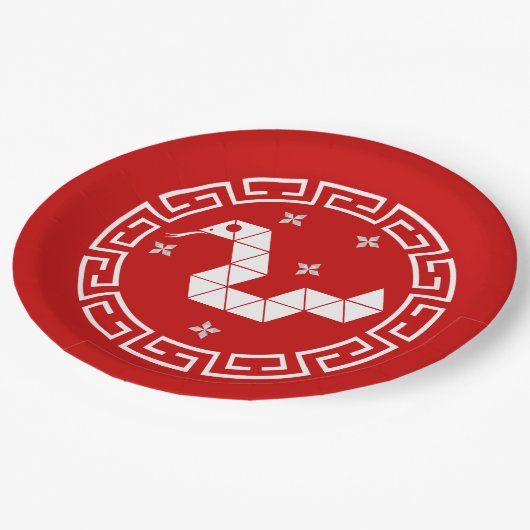 Chinesische Neujahrsschlange Pappteller (Schrägansicht)