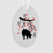 Chinesische Neujahrsschweine und Blume Ornament (Vorderseite)