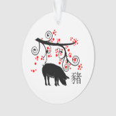 Chinesische Neujahrsschweine und Blume Ornament (Vorderseite)