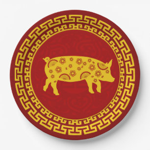 Chinesische Neujahrsschweinschmuck Pappteller