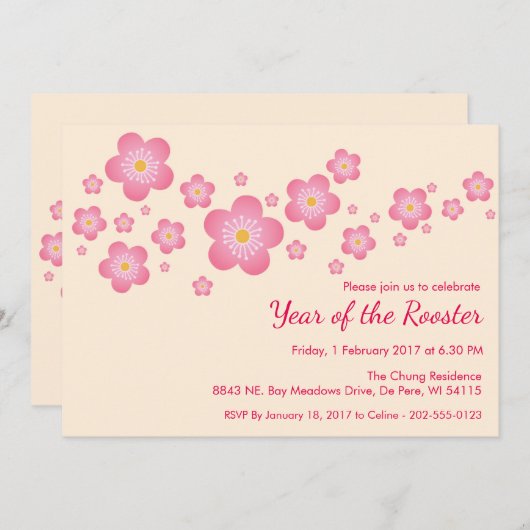 Chinesische Neujahrsspezifische Party Einladung (Vorne/Hinten)