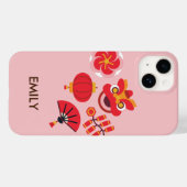 Chinesische Neujahrssymbole rosa Blossom Case-Mate iPhone Hülle (Rückseite (Horizontal))