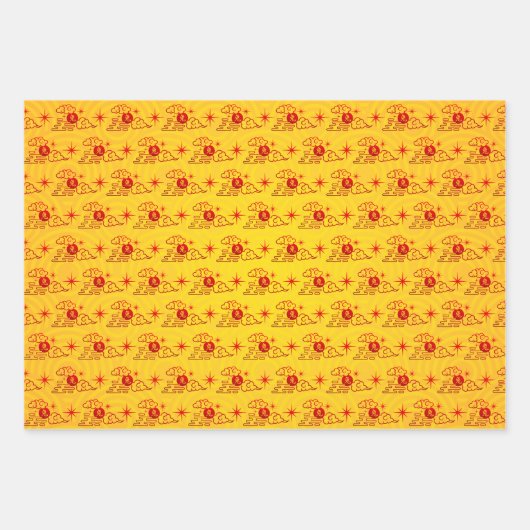 Chinesische Neujahrswolken Gold Red Pattern Geschenkpapier Set (Vorderseite 2)
