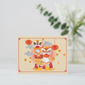 Chinesische New Year Lion Dancers Postkarte (Stehend Vorderseite)