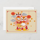 Chinesische New Year Lion Dancers Postkarte (Vorne/Hinten)