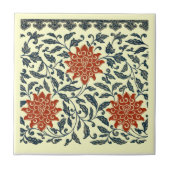 Chinesische Orange-Blume Blaue Blätter auf Creme B Fliese (Vorderseite)