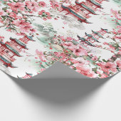 Chinesische Pagode - Kirschblüten (10) Geschenkpapier (Ecke)