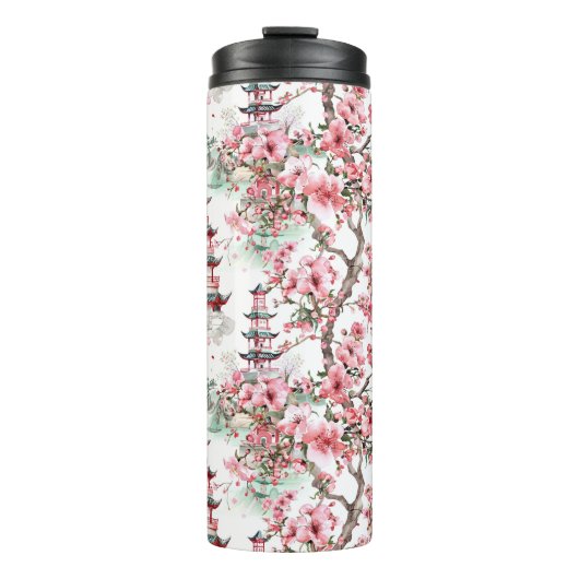 Chinesische Pagode - Kirschblüten (10) Thermosbecher (Vorderseite)
