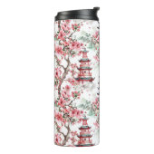 Chinesische Pagode - Kirschblüten (10) Thermosbecher (Nach links gedreht)