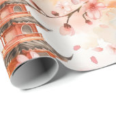 Chinesische Pagode mit Kirschblüten (1) Geschenkpapier (Rolleneckpunkt)