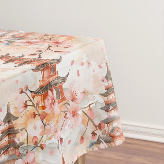 Chinesische Pagode mit Kirschblüten (1) Tischdecke (Beispiel)