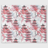 Chinesische Pagode mit Kirschblüten (2) Geschenkpapier (Flach)