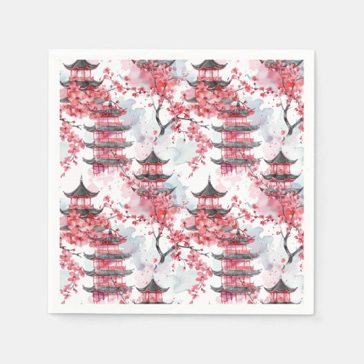 Chinesische Pagode mit Kirschblüten (2) Serviette (Vorderseite)