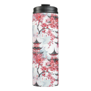Chinesische Pagode mit Kirschblüten (2) Thermosbecher