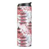 Chinesische Pagode mit Kirschblüten (2) Thermosbecher (Nach links gedreht)