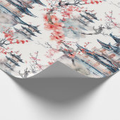 Chinesische Pagode mit Kirschblüten (4) Geschenkpapier (Ecke)