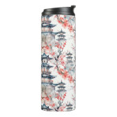 Chinesische Pagode mit Kirschblüten (4) Thermosbecher (Nach links gedreht)