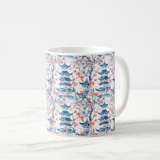 Chinesische Pagode mit Kirschblüten (5) Kaffeetasse (VorderseiteRechts)